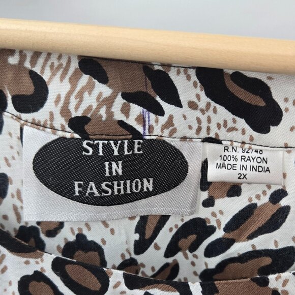 Style in Fashion Animal Print 100% Rayon Tassels Made in India Tunic Top 2x - Picture 11 of 11